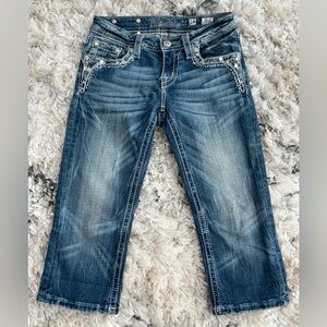 Miss Me Cuffed Jean Capris Embellished Size 14